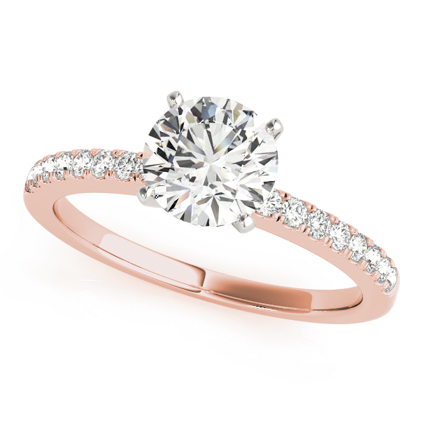 Traditional Style Single Row Prong Set Round Diamond Engagement Ring