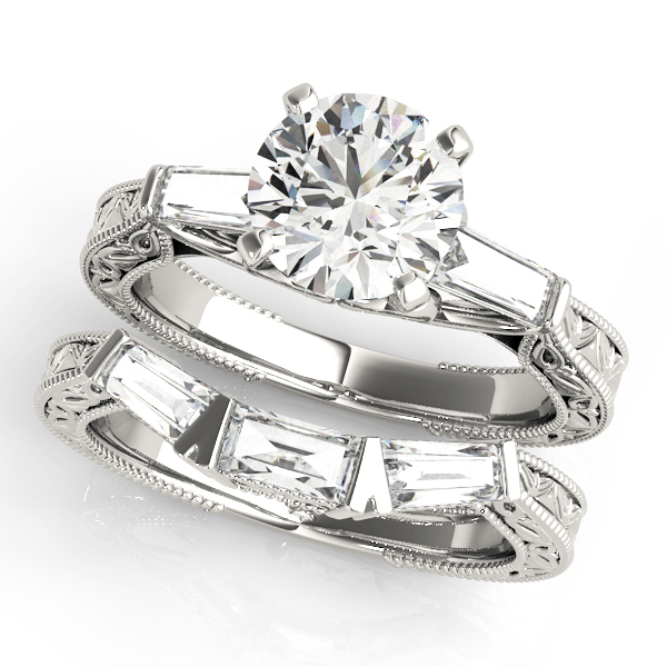 Vintage Style Baguette Diamond Engagement Ring