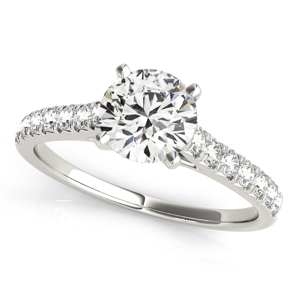 Traditional Style Single Row Prong Set Round Diamond Engagement Ring