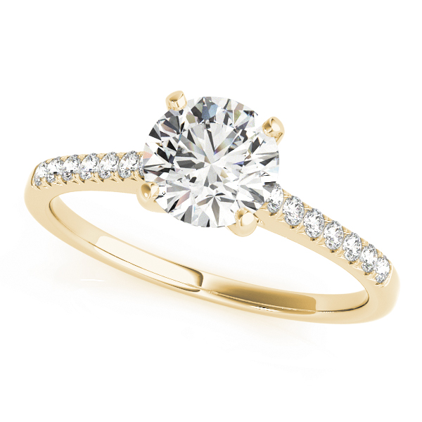 Solitaire Style Single Row Prong Set Round Diamond Engagement Ring