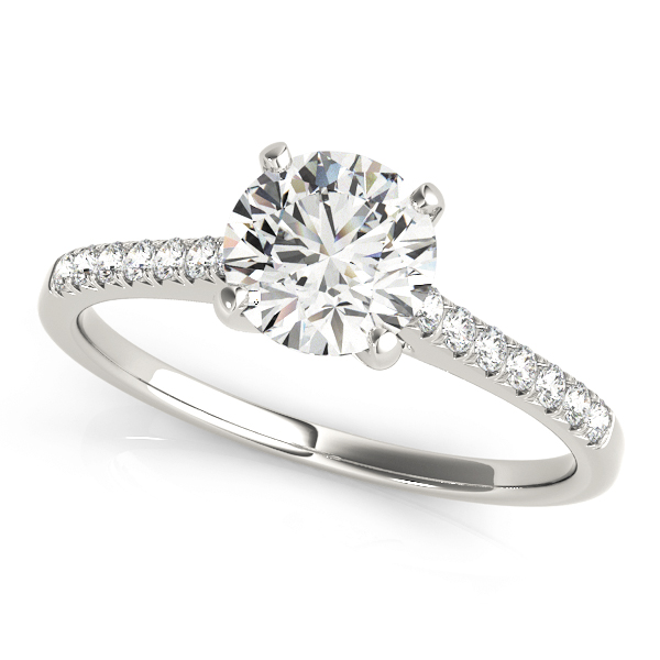 Solitaire Style Single Row Prong Set Round Diamond Engagement Ring