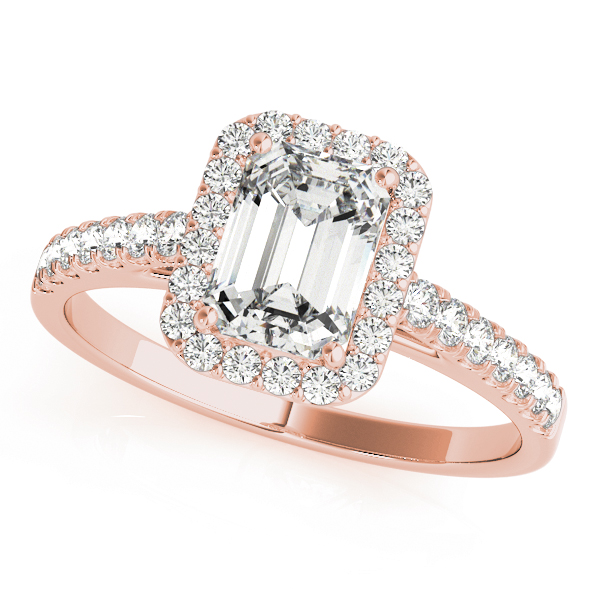 Halo Style Emerald Diamond Engagement Ring