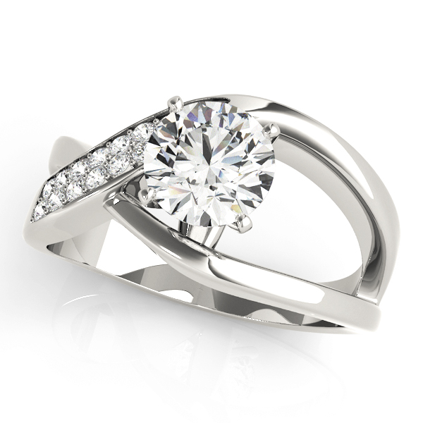 Bypass Style Round Diamond Engagement Ring