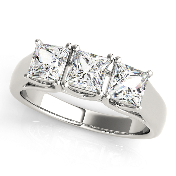 3 Stone Style Princess Diamond Engagement Ring