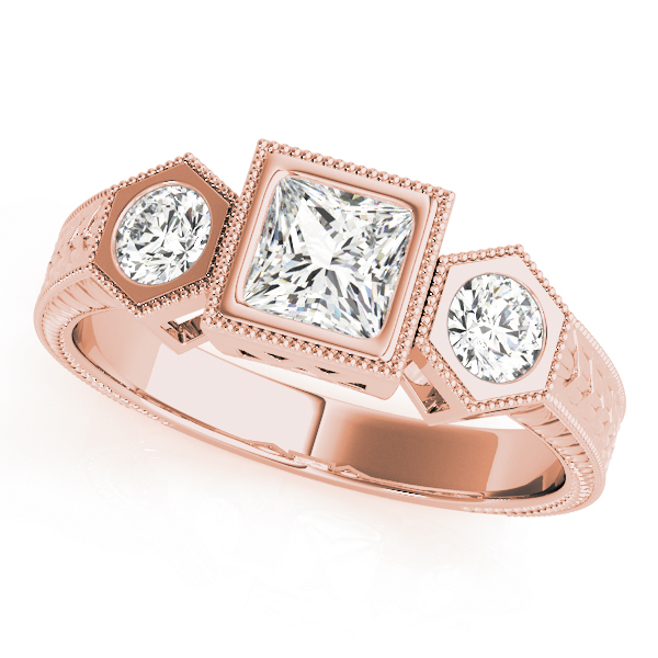 3 Stone Style Princess Diamond Engagement Ring