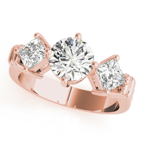 3 Stone Style Round/Princess Diamond Engagement Ring