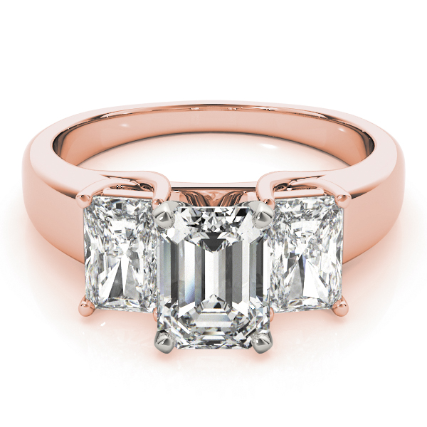 3 Stone Style Oval/Emerald Diamond Engagement Ring