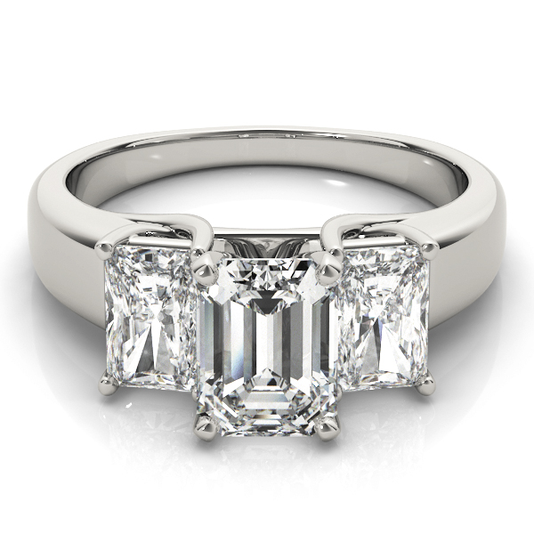 3 Stone Style Oval/Emerald Diamond Engagement Ring