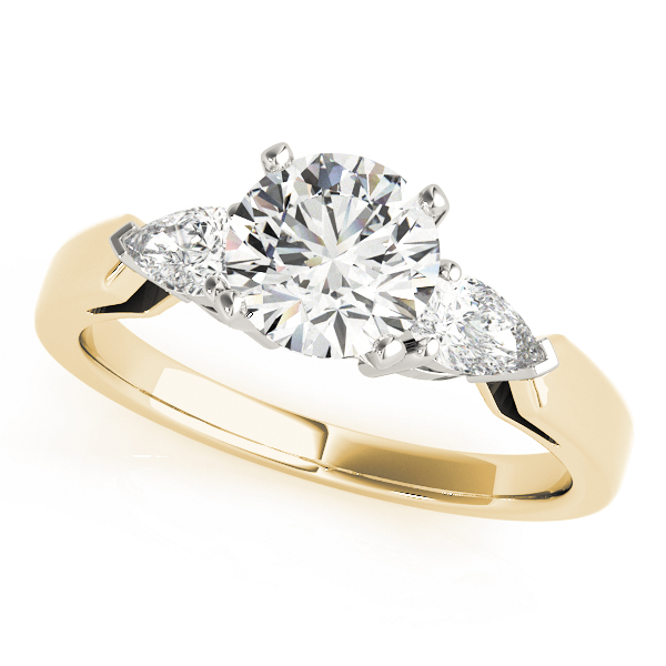 3 Stone Style Pear Diamond Engagement Ring