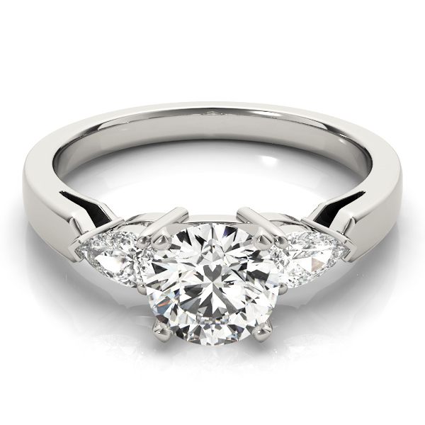 3 Stone Style Pear Diamond Engagement Ring