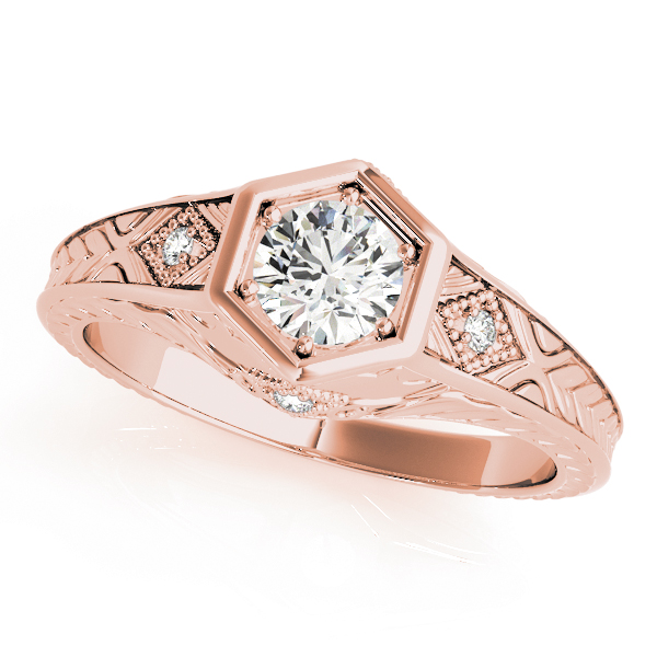 Vintage Style Round Diamond Engagement Ring