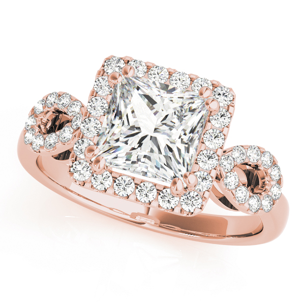Halo Style Square & Cushion Diamond Engagement Ring