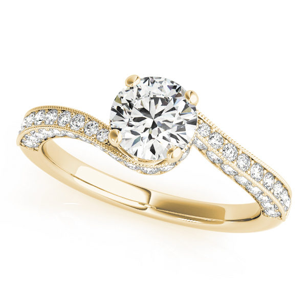 Bypass Style Vintage Round Diamond Engagement Ring