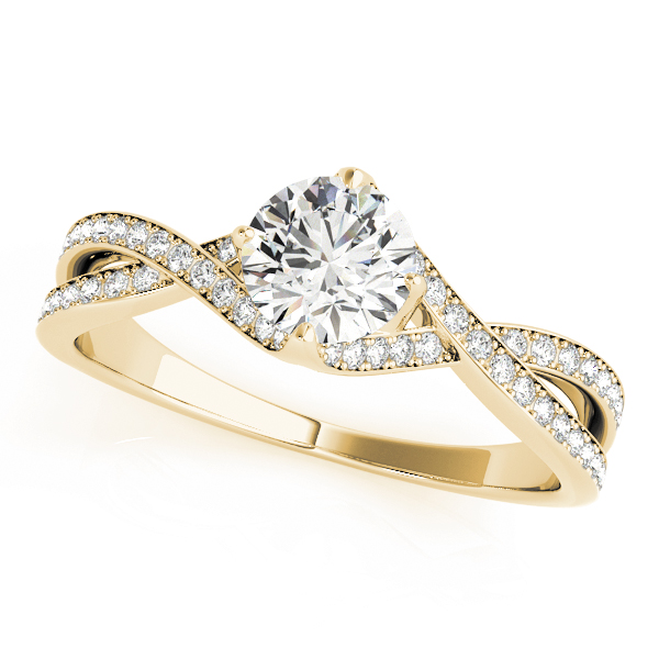 Bypass Style Twist Shank Round Diamond Engagement Ring