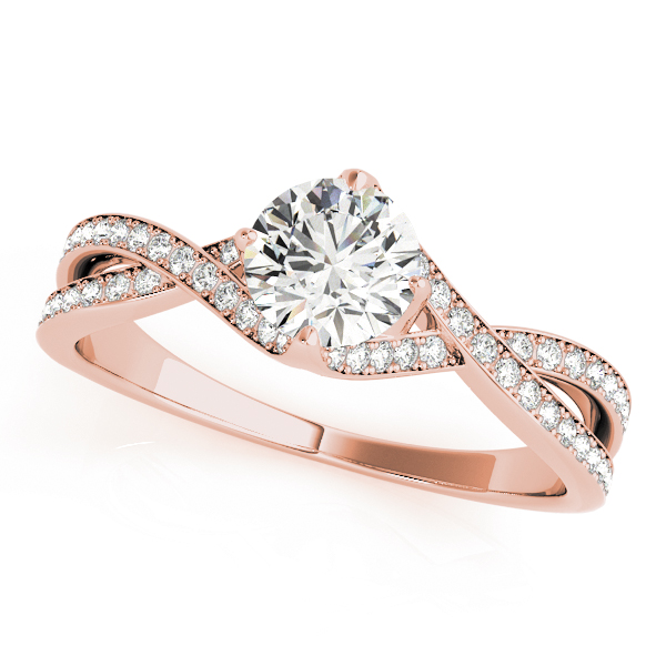 Bypass Style Twist Shank Round Diamond Engagement Ring