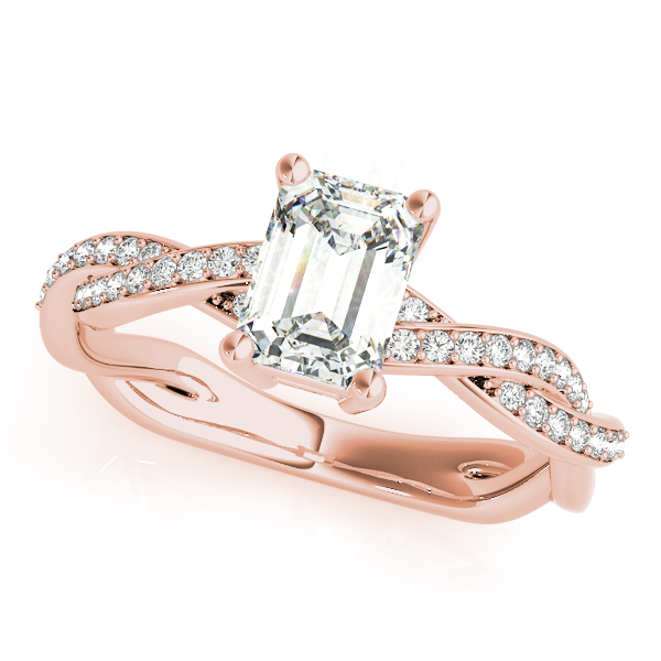 Twist Shank Style Emerald Diamond Engagement Ring