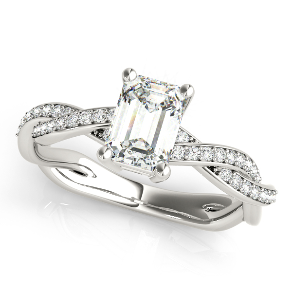 Twist Shank Style Emerald Diamond Engagement Ring