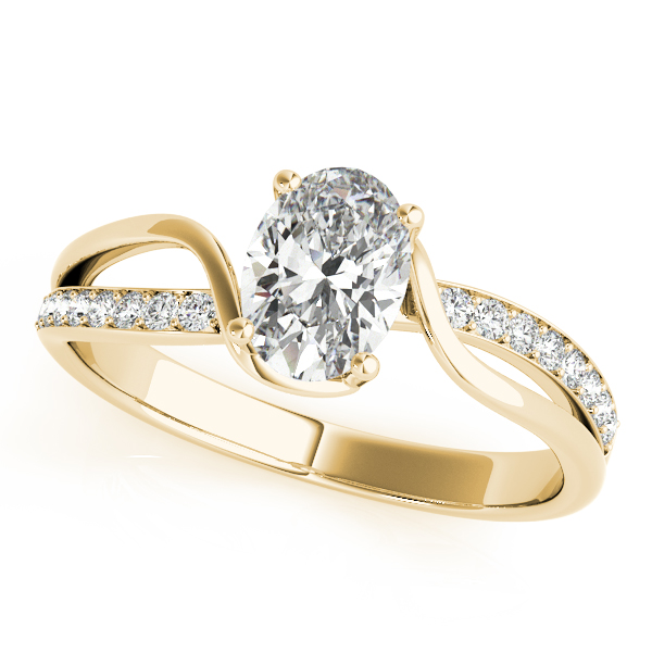 Bypass Style Oval Diamond Engagement Ring