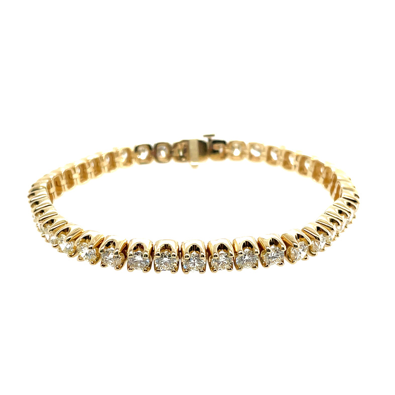 14K Gold S Link Tennis Bracelet with Round Diamonds