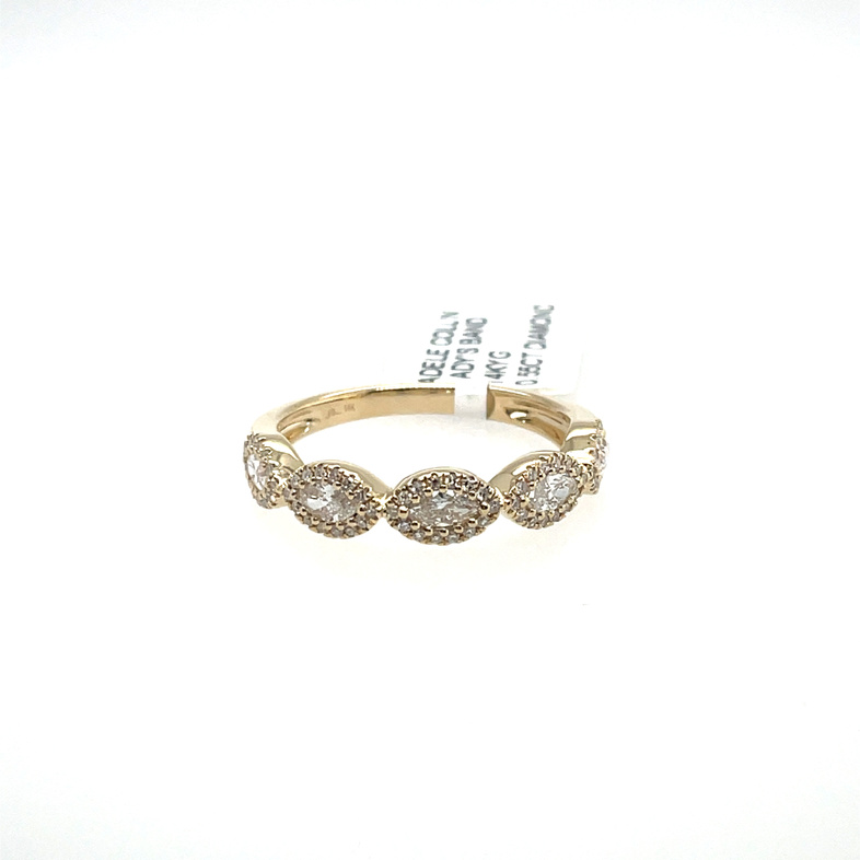 .55CTW 5-MARQUISE STATION LDS BAND CONTAINING: 5 MARQUISE DIAMONDS + 70 ROUND PRONG-SET DIAMONDS; 14KY